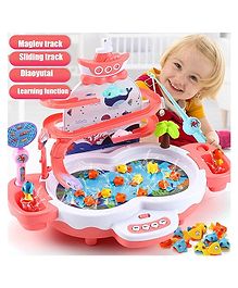 YAMAMA Musical Fishing Track Slide With Magnetic Pond Toy For Kids - Pink