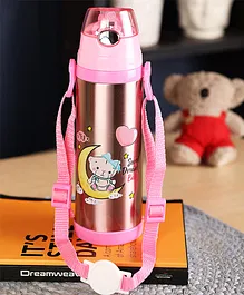Passion Petals Teddy BPA Free Double Walled Vacuum Insulated Stainless Steel Water Bottle Pink - 500 ml