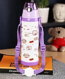 Passion Petals  Teddy BPA Free Double Walled Vacuum Insulated Stainless Steel Water Bottle Purple - 500 ml