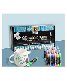 SANISHTH 24 Shades Fabric Colour Kit Paints for Decorating Clothes Included with Brushes - Multicolour