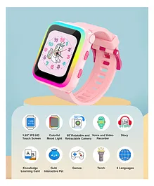 Spiky Rotatable Camera Habit Tracking Music Player Games Interactive Touchscreen Smart Watch - Pink