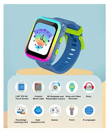 Spiky Rotatable Camera Habit Tracking Music Player Games Interactive Touchscreen Smart Watch - Blue