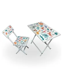 Wishing Clouds Animal Study Table and Chair for Kids - Multicolor