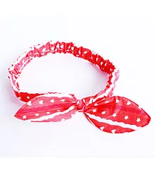 Aabacus  Bow Detailed Bohamian Printed Headband -  Carrot Red