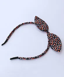 Aabacus Hearts Printed & Bow Detailed Hair Band - Black & Orange