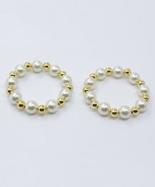 Aabacus Pearl Detailed Bracelets Anklet Set - Golden