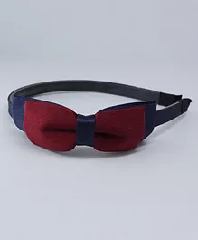 Aabacus Layered Bow Embellished Hair Band - Maroon & Navy Blue