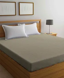 Arrabi Solid TC Cotton Blend 210 GSM Double Bed Size Mattress Protector - Brown