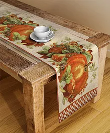 Arrabi Graphic Blended Cotton 4 Seater Table Runner - Orange