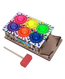 Enorme Wooden Hammer Ball Knock Pounding Bench with Box Case Toy - Multicolour