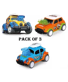 Enorme Push and Go Jumping Dancing Toy Friction Powered Car Vehicle with Jumping Bonnet For Kids - Pack of 3