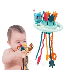 BitFeex Silicone Pull String Ball Teething Toys Baby Sensory Toys Pop and Sliding Buttons (Colour May Vary) 