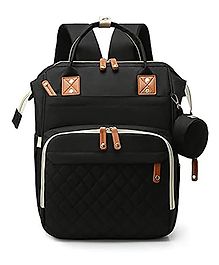 House of Quirk Diaper Bag Maternity Backpack, Baby Girl Boy Diaper Bag for Dad Mom with 16 Pockets, Pad, Pacifier Case, Unisex Large Diaper Bag for Travel - Black