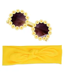 Bembika Sunglasses With Matching Headband Floral Combo -Yellow