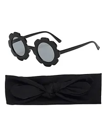 Bembika Sunglasses With Matching Headband Flower Combo -Black