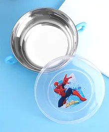 Marvel Spiderman Print Stainless Steel Bowl with Lid - Blue