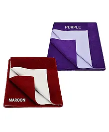 NeonateCare Baby Smart Dry Bed Protector Sheet Small Pack Of 2 - Maroon & Purple