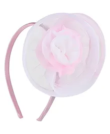 Aye Candy Floral Applique  Fascinator Hair Band - Light Pink & White