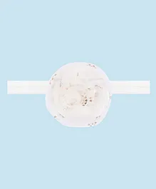 Aye Candy Flower & Polka Dots Embellished  Ombre Tulle   Headband - White