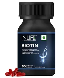 INLIFE Biotin Supplement for Hair DHT Blocker with Sesbania Bamboo Shoot Bhringraj Zinc Vitamin C Inositol Strengthen & Nourish Hair For Women - 60 Vegetarian Capsules