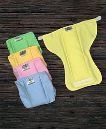 Tinycare Baby Nappy Rtw Plain with Velcro Set of 5 Zero Size - Multicolour