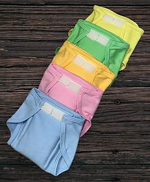 Tinycare Baby Nappy with Velcro Closure Large Pack of 5 - Multicolor