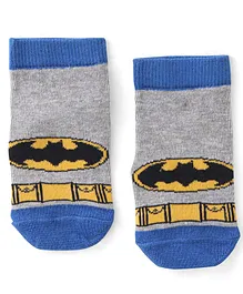 Cute Walk by Babyhug Terry Knit Ankle Length Anti Bacterial Socks Batman Logo Design - Multicolour