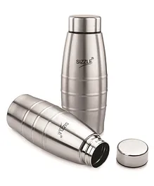 Sizzle Fridge Water Bottle 2 Pc Set  Silver - 400 ml