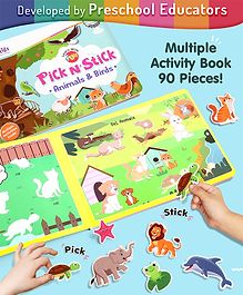 Firstcry Intelliskills Pick N' Stick Animals & Birds Premium Activity Board Book | 2+ Years| No Mess Montessori DIY Activity & Learning Book for Toddlers & Kids | Reusable Velcro Stickers | 30 Animals & Birds Stickers|Travel & Gift | English