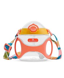 StarAndDaisy Baby Bite Resistant Soft Straw Sipper Cup with Handle Weighted Straw Anti Spill Lock BPA Free & 360° Water Drinking 350 ml - Orange