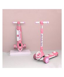 StarAndDaisy Kick On Scooter for Kids with Extra Wide PU Light Up Wheels Kids Scooter with Height Adjustable Handlebar - Pink