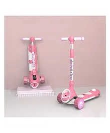 StarAndDaisy Kick On Scooter for Kids with Extra Wide PU Light Up Wheels Kids Scooter with Height Adjustable Handlebar - Pink