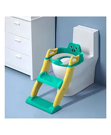 StarAndDaisy Toilet Seat Anti-Slip Potty Training Seat with Ladder Portable for Toddler Toilet with Adjustable Step Stool Ladder - Green & Yellow