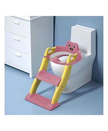 StarAndDaisy Toilet Seat Anti-Slip Potty Training Seat with Ladder Portable for Toddler Toilet with Adjustable Step Stool Ladder - Pink & Yellow