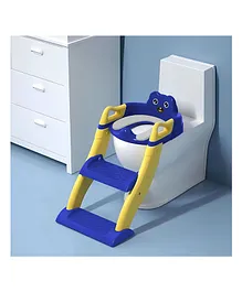 StarAndDaisy Toilet Seat Anti-Slip Potty Training Seat with Ladder Portable for Toddler Toilet with Adjustable Step Stool Ladder - Blue & Yellow