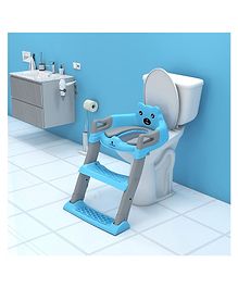 StarAndDaisy Toilet Seat Anti-Slip Potty Training Seat with Ladder Portable for Toddler Toilet with Adjustable Step Stool Ladder - Sky Blue & Grey