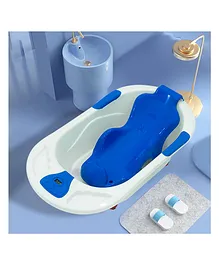 StarAndDaisy Baby Bath Tub with Seat Sling and Temperature Sensor and Detachable Wheels Anti-Slip - Blue