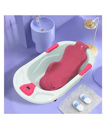 StarAndDaisy Baby Bath Tub with Seat Sling and Temperature Sensor and Detachable Wheels Anti-Slip - Pink