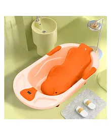 StarAndDaisy Baby Bath Tub with Seat Sling and Temperature Sensor and Detachable Wheels Anti-Slip - Orange