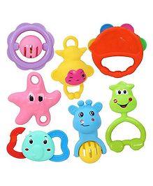 ARCADE TOYS Rattle Set with Teethers for New Born Babies Toy for Babies Non Toxic Pack of 7 (Colour May Vary)