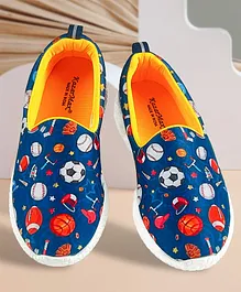 Kazarmax Sports Theme Printed Slip On Shoes - Navy Blue