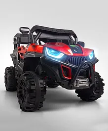 Baybee Roger Electric Rechargeable Battery Operated Jeep Car for Kids with LED Light Remote Control & Music - Painted Red