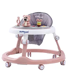 Bumtum Baby Green Teddy Walker with Music and Parental Handle - Pink