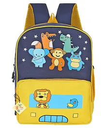 Frantic Premium Quality Soft design PU Yellow Zoo Bag Bag for Kids - 14 Inches