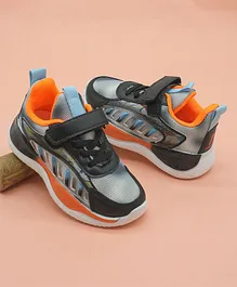 FEETWELL SHOES Coloured Abstract Embossed  Sneakers - Black & Orange