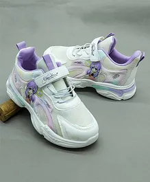 FEETWELL SHOES Cartoon Girl Embossed Velcro Closure Sneakers -  Purple