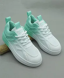 FEETWELL SHOES Mesh Designed Ombre Effect Sneakers - White & Green