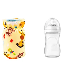 Mittenbooty Baby Broad Neck Bottle Cover for  Feeding Bottle upto 150ml Animal Print - Yellow