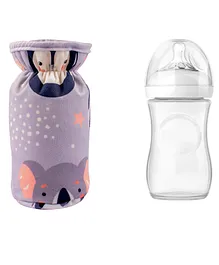 Mittenbooty Baby Broad Neck Bottle Cover for  feeding Bottle upto 260 ml & 330 ml Feeding Bottle Animal Faces Grey