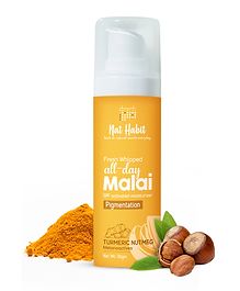 Nat Habit All Day Face Cream Fresh Whipped Turmeric Nutmeg Melanoactives Face Malai For All Skin Types Moisturization Sun Protection Pigmentation & Aging Control  - 30 g